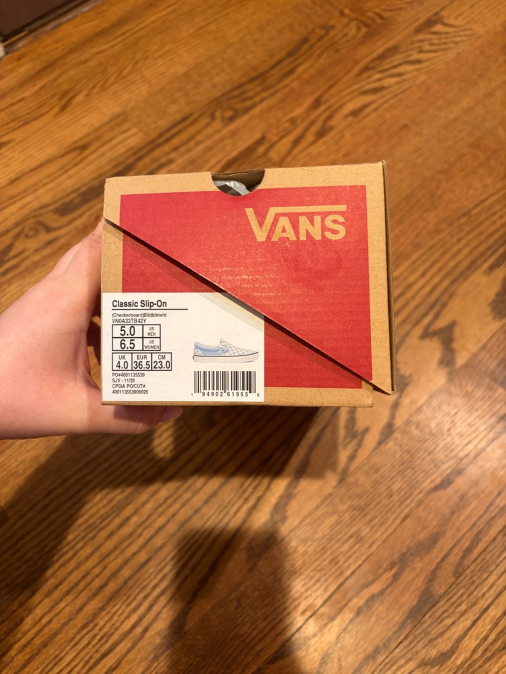 NWOT Vans Checkerboard Slip-On in Baby blue and White - Picture 3 of 5